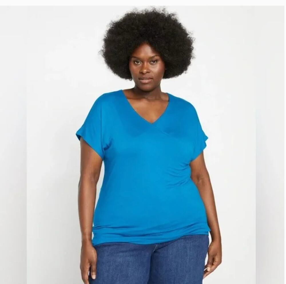 Universal Standard Liquid Jersey Wrap Top 4XS 00 0 Blue Green 2XS NWT Teal